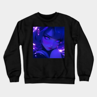 Cute anime girl in purple aesthetic Crewneck Sweatshirt